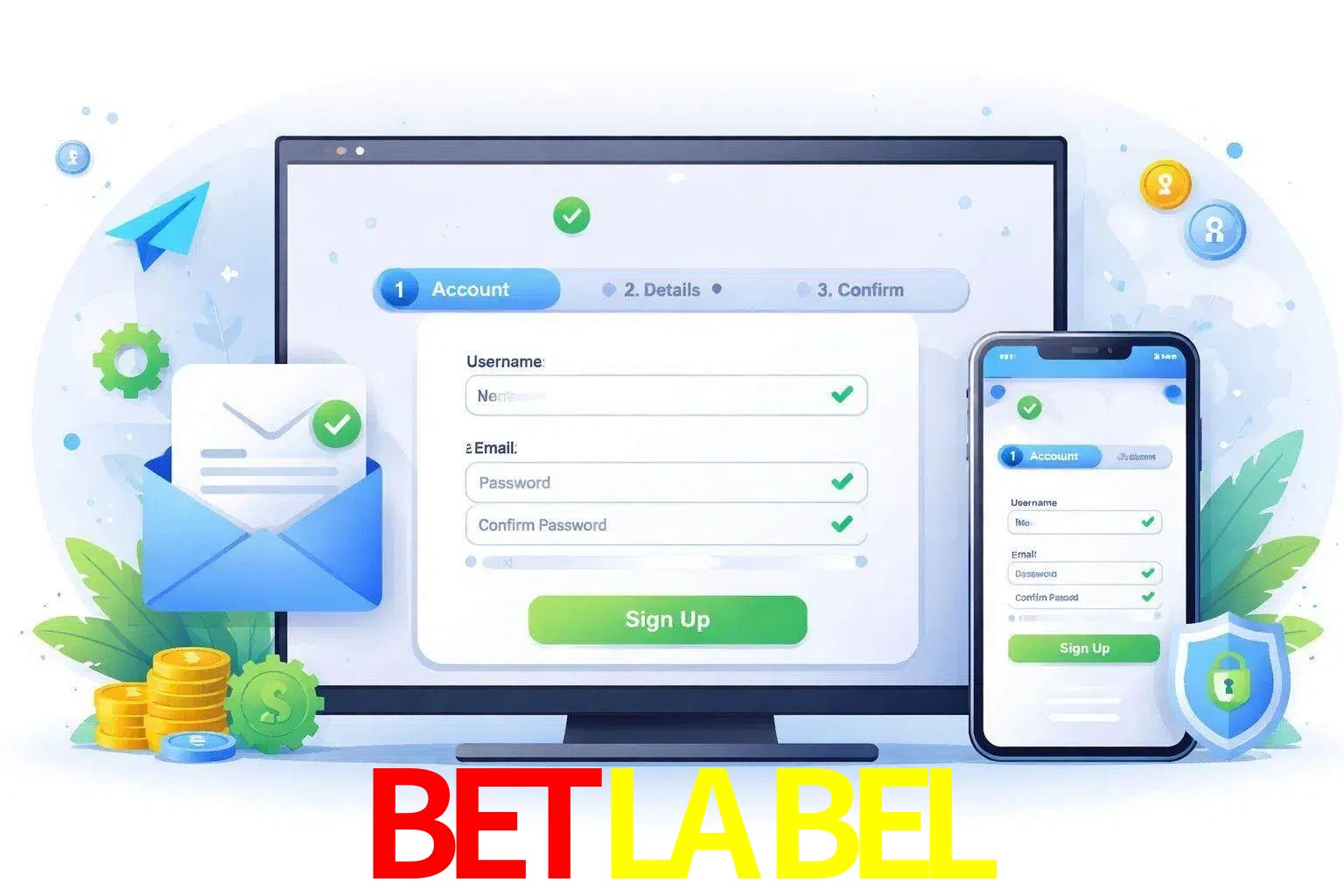 Registro de nuevo usuario y configuración de cuenta BETLABEL